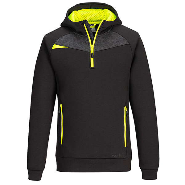 Felpa DX467 a mezza zip - con cappuccio - taglia M - nero - Portwest Felpa DX467 a mezza zip - con cappuccio - taglia M - nero - Portwest