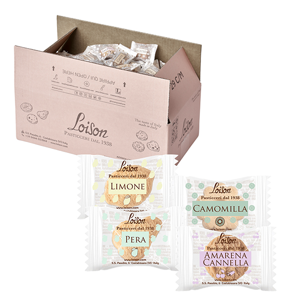 Biscotti al burro assortiti - 4 gusti Frutta e Meditazione - 1250 gr - Loison - conf. 200 biscotti