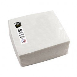 Tovaglioli cocktail - 2 veli - 20 x 20 cm - carta - bianco - Pro Nappe - conf. 50 pezzi