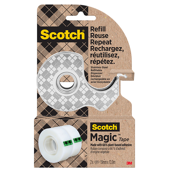 Dispenser di nastro adesivo - 2 rotoli Scotch Magic inclusi - acciaio - Scotch Dispenser di nastro adesivo - 2 rotoli Scotch Magic inclusi - acciaio - Scotch
