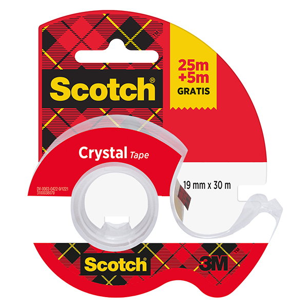 Nastro adesivo in chiocciola Crystal 600 - 19 mm x 25 m + 5m gratis - acrilico - trasparente - Scotch Nastro adesivo in chiocciola Crystal 600 - 19 mm x 25 m + 5m gratis - acrilico - trasparente - Scotch