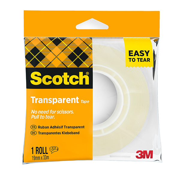 Nastro adesivo 508 -confezionato singolarmente - 19 mm x 33 m - PP - trasparente - Scotch - Conf. 8 rotoli Nastro adesivo 508 -confezionato singolarmente - 19 mm x 33 m - PP - trasparente - Scotch - Conf. 8 rotoli