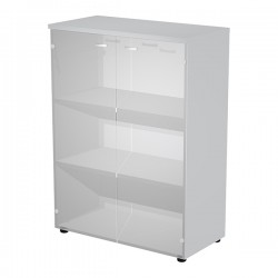 Armadio modulare - a 2 ante vetro - 90 x 44 x 123 cm - grigio