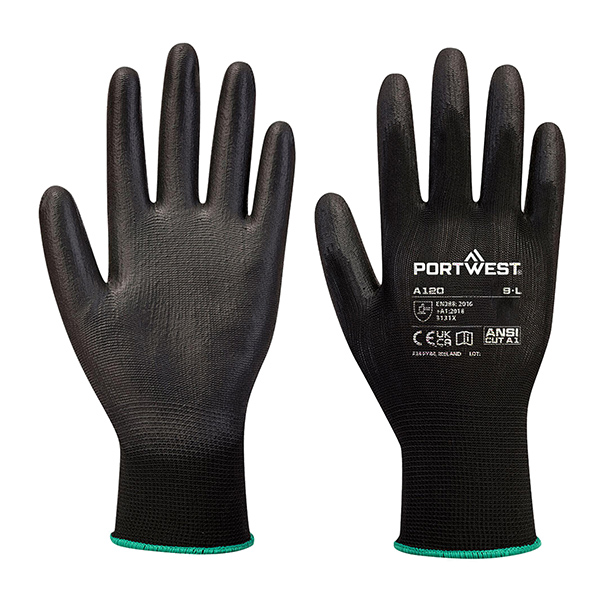 Guanti A120 touch - palmo in PU - M - nero - Portwest Guanti A120 touch - palmo in PU - M - nero - Portwest