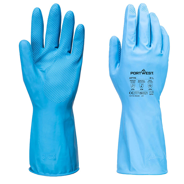 Guanti per alimenti protezione chimica B - L - lattice - leggeri - azzurro - Portwest - conf. 12 pezzi