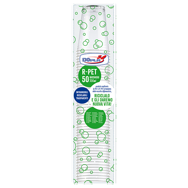 Bicchiere - trasparente - rPET - 400 ml - Dopla - conf. 50 pezzi Bicchiere - trasparente - rPET - 400 ml - Dopla - conf. 50 pezzi