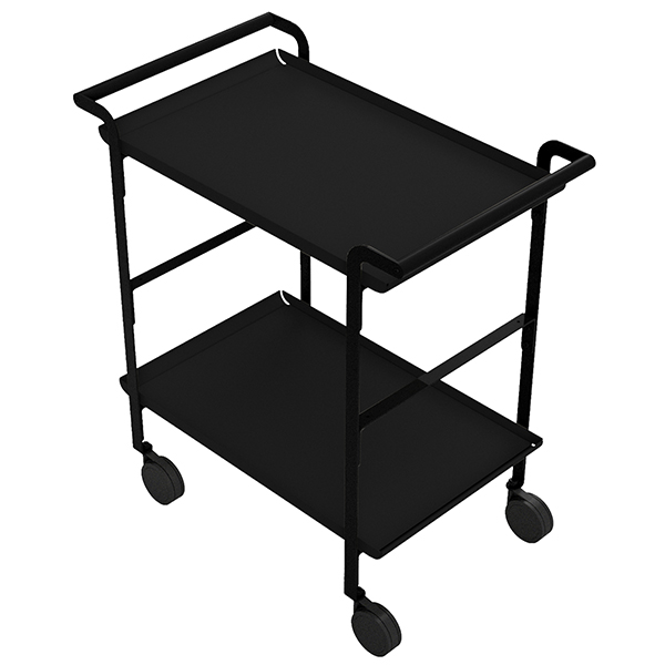 Carrello di servizio LINÉA - 2 ripiani neri + tovaglietta nera - Stilcasa Carrello di servizio LINÉA - 2 ripiani neri + tovaglietta nera - Stilcasa