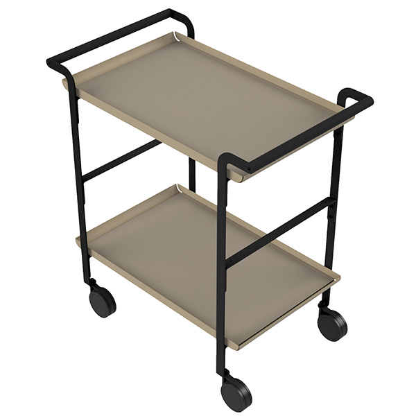 Carrello di servizio LINÉA - 2 ripiani sabbia + tovaglietta beige - Stilcasa Carrello di servizio LINÉA - 2 ripiani sabbia + tovaglietta beige - Stilcasa