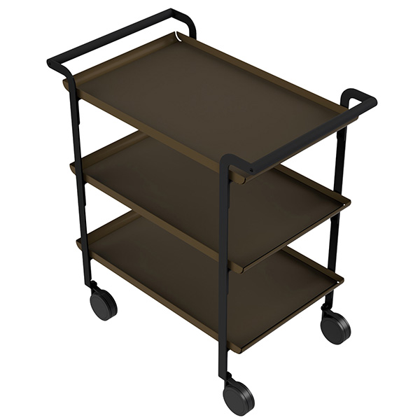 Carrello di servizio LINÉA - 3 ripiani neri + tovaglietta nera - Stilcasa Carrello di servizio LINÉA - 3 ripiani neri + tovaglietta nera - Stilcasa