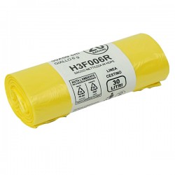 Sacco rifiuti - immondizia HDPE - 50 x 60 cm - 30 L - 15my - giallo - Bio Extrusion - conf. 20 pezzi