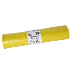 Sacco rifiuti - immondizia PCR - 90 x 120 cm - 120 L - 60 gr - giallo -Bio Extrusion - conf. 10 pezzi