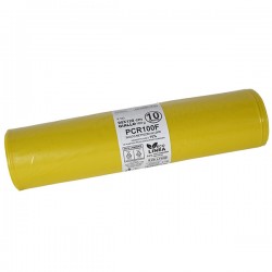 Sacco rifiuti - immondizia PCR - 90 x 120 cm - 120 L - 100 gr - giallo -Bio Extrusion - conf. 10 pezzi