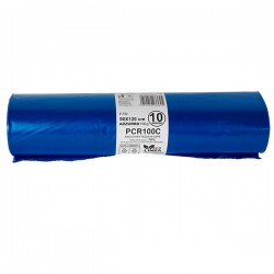 Sacco rifiuti - immondizia PCR - 90 x 120 cm - 120 L - 100 gr - azzurro -Bio Extrusion - conf. 10 pezzi