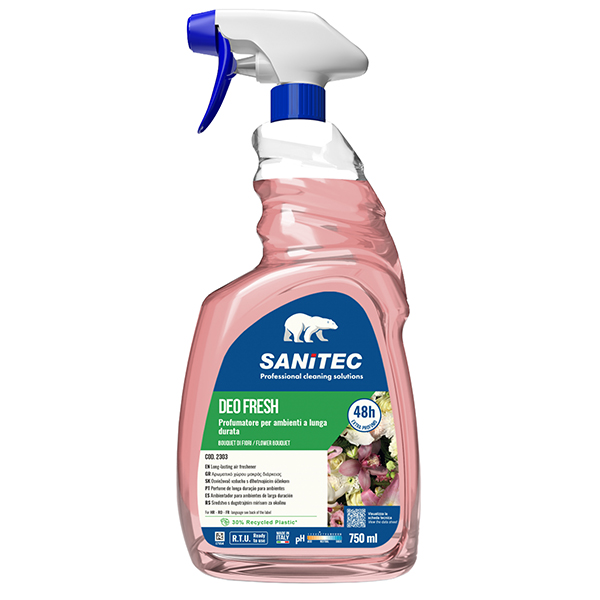 Profumatore Deo Fresh - per ambienti e tessuti - trigger 750 ml - bouquet di fiori - Sanitec Profumatore Deo Fresh - per ambienti e tessuti - trigger 750 ml - bouquet di fiori - Sanitec