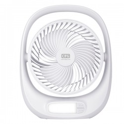 Ventilatore da tavolo Kimono - ricaricabile - con luce LED - 24,8 x 8 x 30,5 cm - bianco - CFG