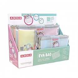 Busta EVA - c/zip - formati e colori assortiti - Arda - expo 36 pezzi