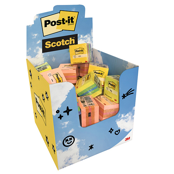Blocchetto Mini Cubo - 51 x 51 mm - 400 fg - colori assortiti - Post-it® - expo 30 pezzi