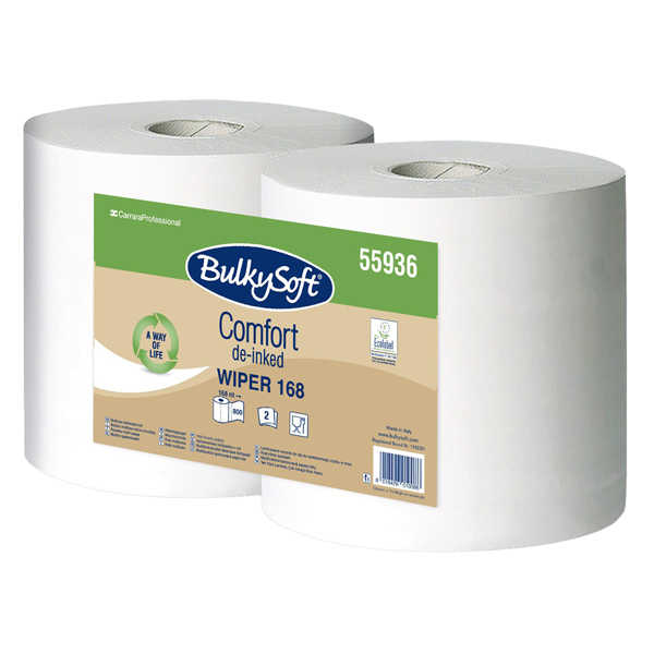 Bobina asciugatutto Comfort - 2 veli - 24 cm x 168 mt - 18 gr - diametro 24,5 cm - microgoffrata - bianco - BulkySoft