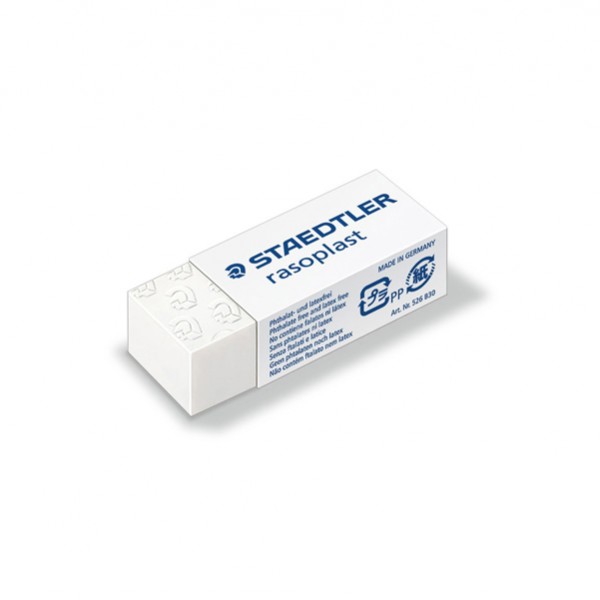 Gomma Rasoplast - 43 x19 x13 mm - per matita - bianca - Staedtler - conf. 30 pezzi Gomma Rasoplast - 43 x19 x13 mm - per matita - bianca - Staedtler - conf. 30 pezzi