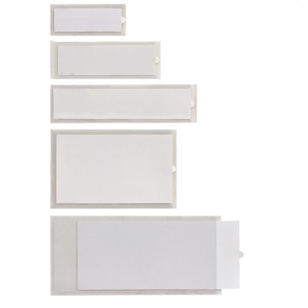 Portaetichette adesivo Iesti A4 - 65 x 140 mm - trasparente - Sei Rota - conf. 10 pezzi Portaetichette adesivo Iesti A4 - 65 x 140 mm - trasparente - Sei Rota - conf. 10 pezzi