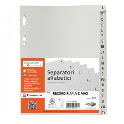 Separatore alfabetico A/Z Record R - PP - 21 x 29,7 cm - A4 - grigio - Sei Rota