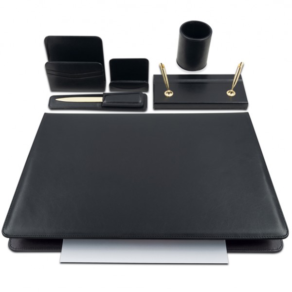 Servizio scrittoio Classic - similpelle - 6 componenti - nero - City Time Servizio scrittoio Classic - similpelle - 6 componenti - nero - City Time
