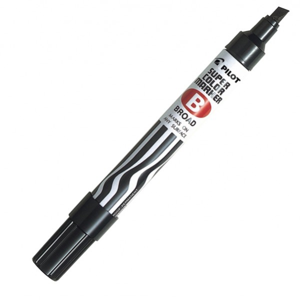 Marcatore Super Color - permanente - punta scalpello 5 mm - nero - Pilot Marcatore Super Color - permanente - punta scalpello 5 mm - nero - Pilot