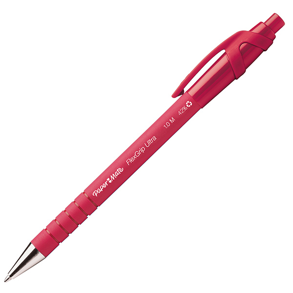 Penna a sfera a scatto Flexgrip Ultra - punta 1,0mm - rosso - Papermate Penna a sfera a scatto Flexgrip Ultra - punta 1,0mm - rosso - Papermate