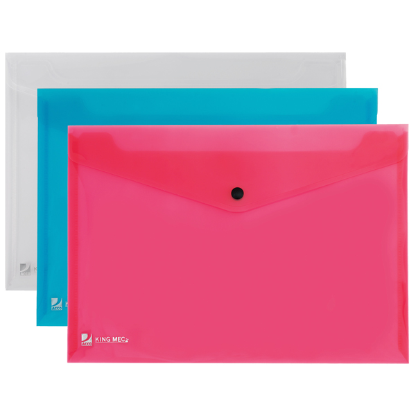 Busta con bottone Pull - A4 - PP - colori assortiti - King Mec Busta con bottone Pull - A4 - PP - colori assortiti - King Mec