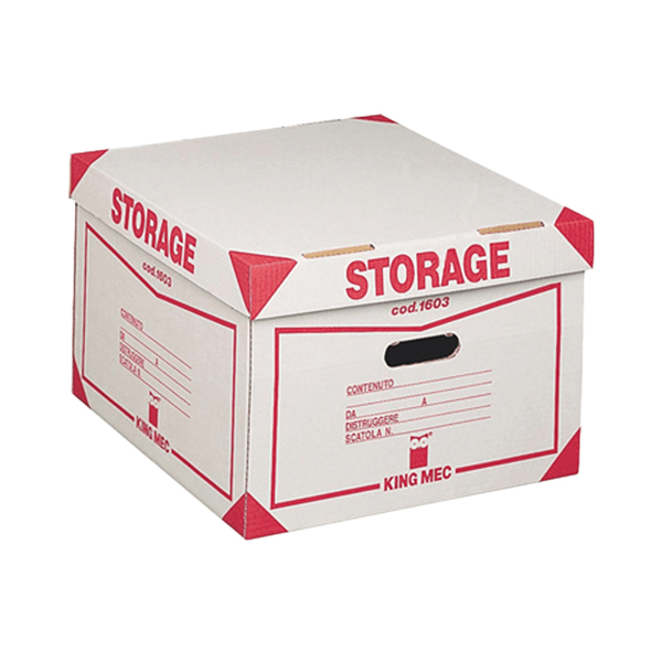 Scatola Storage - con coperchio - 38,5 x 26,4 x 39,7 cm - bianco e rosso - Esselte Dox