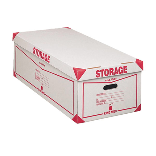 Scatola Storage - con coperchio - 38,5 x 26,4 x 75,5 cm - bianco e rosso - Esselte Dox