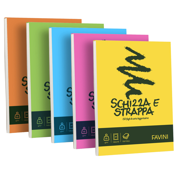 Blocco Schizza & Strappa - A5 - 150 x 210mm - 50gr - 150 fogli - Favini Blocco Schizza & Strappa - A5 - 150 x 210mm - 50gr - 150 fogli - Favini