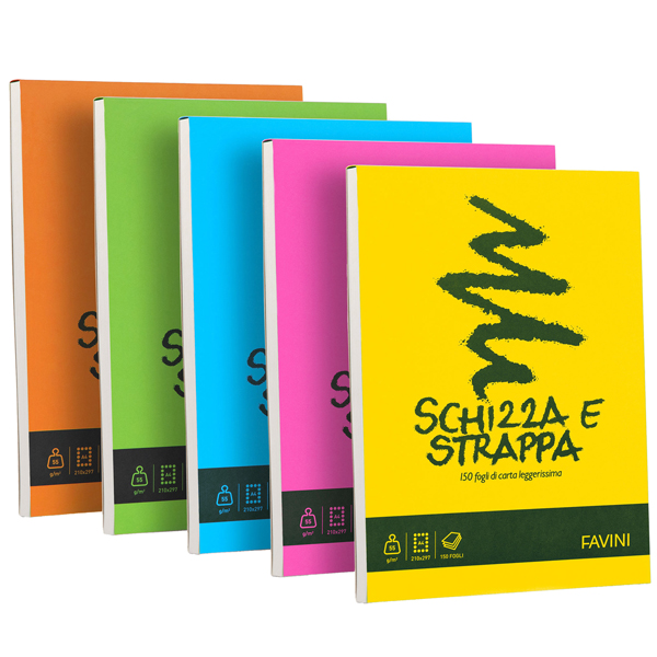 Blocco Schizza & Strappa - A4 - 210 x 297mm - 50gr - 150 fogli - Favini Blocco Schizza & Strappa - A4 - 210 x 297mm - 50gr - 150 fogli - Favini