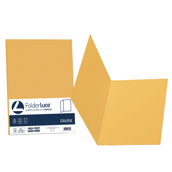 Cartellina semplice Luce - 200 gr - A4 - giallo oro - cartoncino bristol - Favini - conf. 50 pezzi Cartellina semplice Luce - 200 gr - A4 - giallo oro - cartoncino bristol - Favini - conf. 50 pezzi