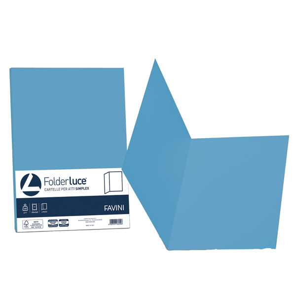 Cartellina semplice Luce - 200 gr - A4 - azzurro - cartoncino bristol - Favini - conf. 50 pezzi Cartellina semplice Luce - 200 gr - A4 - azzurro - cartoncino bristol - Favini - conf. 50 pezzi