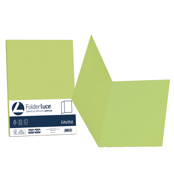 Cartellina semplice Luce - 200 gr - A4 - pistacchio - cartoncino bristol - Favini - conf. 50 pezzi