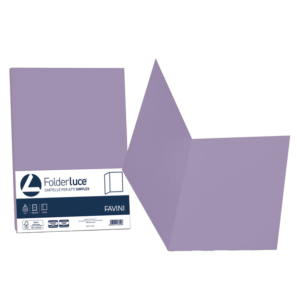 Cartellina semplice Luce - 200 gr - A4 - violetto - cartoncino bristol - Favini - conf. 50 pezzi
