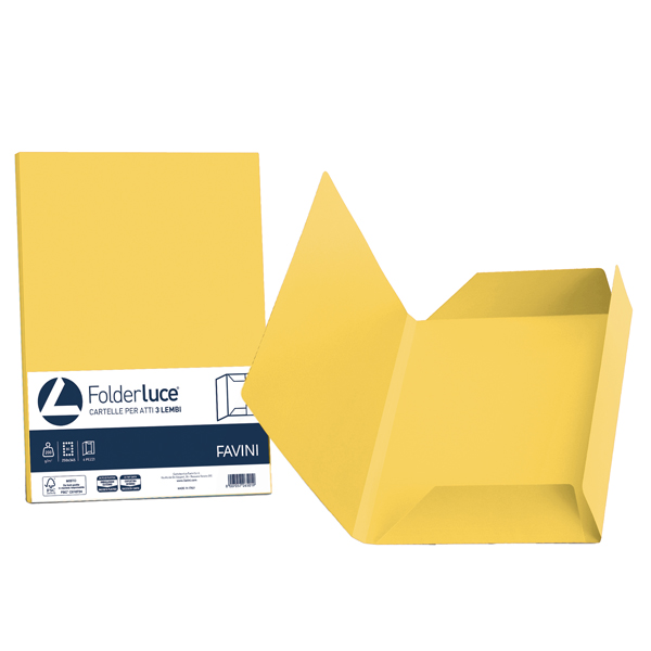 Cartellina 3 lembi Luce - 200 gr - A4 - cartoncino bristol - giallo sole - Favini - conf. 25 pezzi Cartellina 3 lembi Luce - 200 gr - A4 - cartoncino bristol - giallo sole - Favini - conf. 25 pezzi