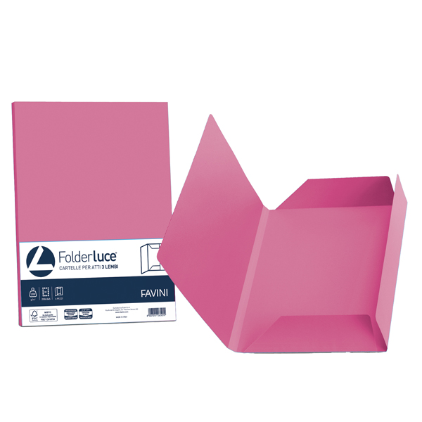 Cartellina 3 lembi Luce - 200 gr - A4 - cartoncino bristol - ciclamino - Favini - conf. 25 pezzi Cartellina 3 lembi Luce - 200 gr - A4 - cartoncino bristol - ciclamino - Favini - conf. 25 pezzi