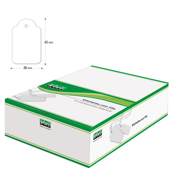 Etichette con filo A391 - 28 x 43 mm - bianco - Lebez - conf. 500 pezzi Etichette con filo A391 - 28 x 43 mm - bianco - Lebez - conf. 500 pezzi