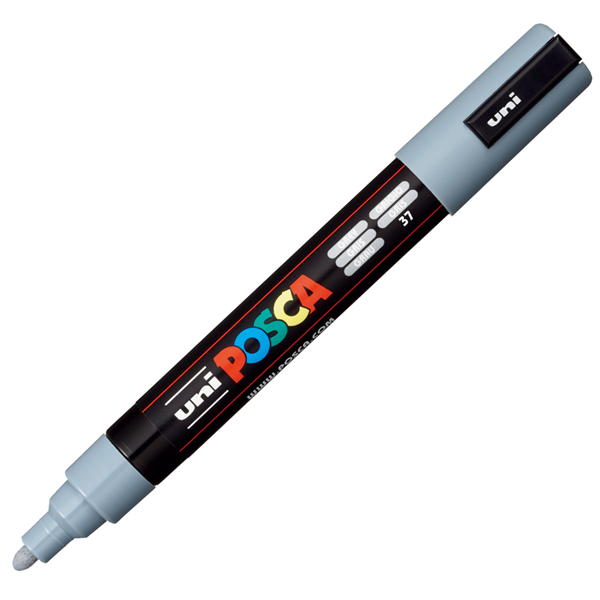 Marcatore a base d'acqua Uni Posca PC5M - punta tonda media da 1,8mm a 2,5mm - grigio - Uni Mitsubishi Marcatore a base d'acqua Uni Posca PC5M - punta tonda media da 1,8mm a 2,5mm - grigio - Uni Mitsubishi