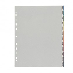 Separatore - 12 tacche personalizzabili - PP - 22x30 cm - grigio - Favorit