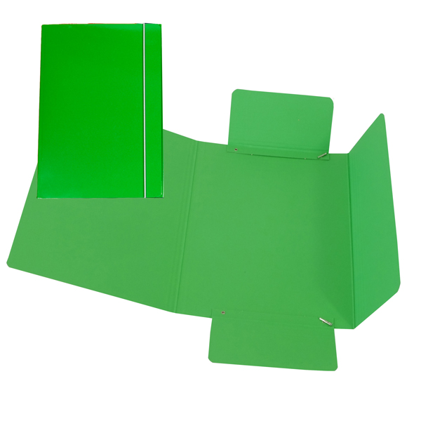Cartella 3 lembi con elastico - A5 - dorso variabile - cartone plastificato - verde - Cartotecnica del Garda Cartella 3 lembi con elastico - A5 - dorso variabile - cartone plastificato - verde - Cartotecnica del Garda