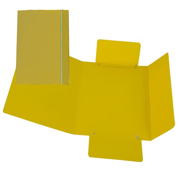 Cartella 3 lembi con elastico - A5 - dorso variabile - cartone plastificato - giallo - Cartotecnica del Garda Cartella 3 lembi con elastico - A5 - dorso variabile - cartone plastificato - giallo - Cartotecnica del Garda