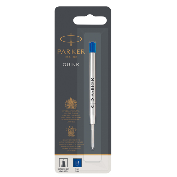 Refill sfera Quink standard - punta large - metallo - blu - Parker Refill sfera Quink standard - punta large - metallo - blu - Parker