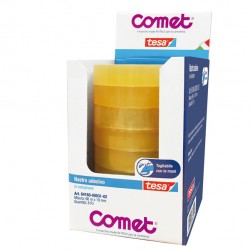 Nastro adesivo - confezionato singolarmente - 19 mm x 66 m - cellophane - trasparente - Comet