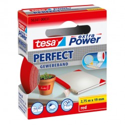 Nastro adesivo telato XP Perfect - 19 mm x 2,7 m - tela plastificata - rosso - Tesa