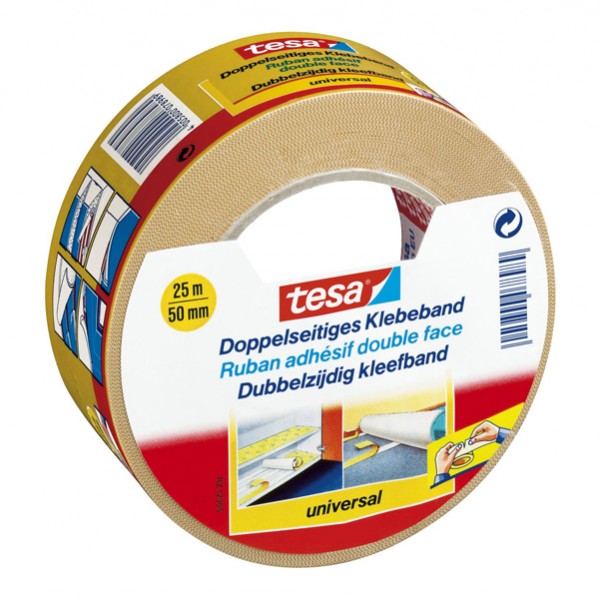 Nastro biadesivo - taglio facilitato - 50 mm x 25 m - PP - bianco - Tesa Nastro biadesivo - taglio facilitato - 50 mm x 25 m - PP - bianco - Tesa