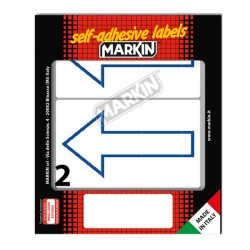 Etichette adesive - in carta - permanenti - 115 x 70 mm - 2 et/fg - 10 fogli - simbolo freccia blu (alto) - bianco - Markin
