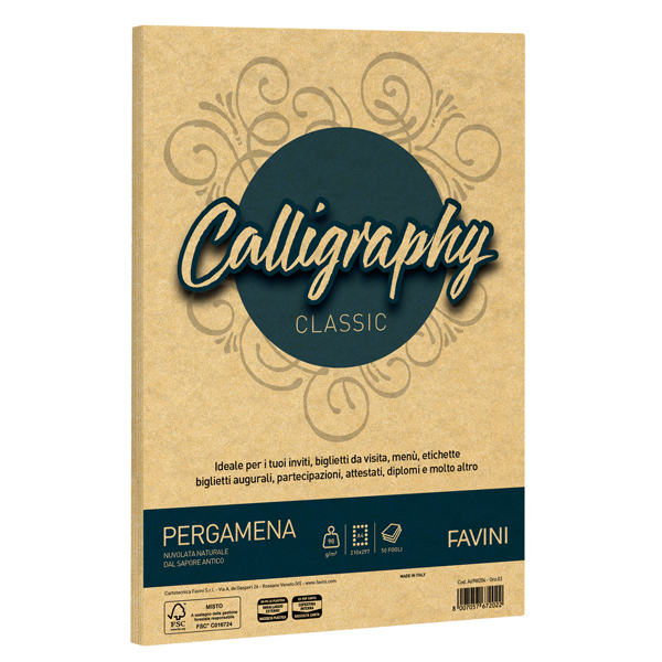 Carta Calligraphy Pergamena - A4 - 90 gr - oro 03 - Favini - conf. 50 fogli Carta Calligraphy Pergamena - A4 - 90 gr - oro 03 - Favini - conf. 50 fogli
